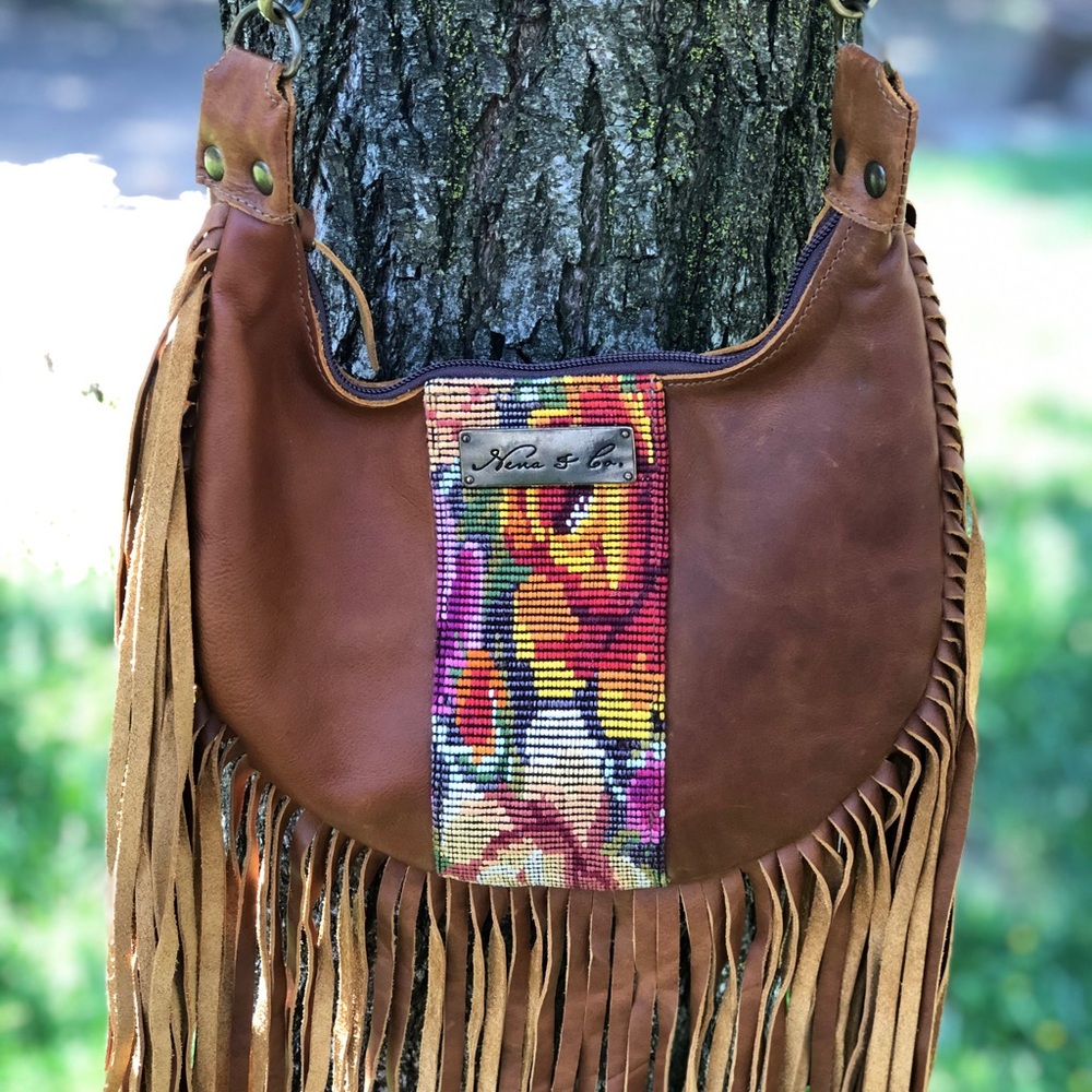 Nena & Co. Boho Fringe Saddle Bag OOAK Huipil